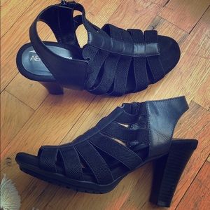 Black Aerosoles Strappy Heels Size 6